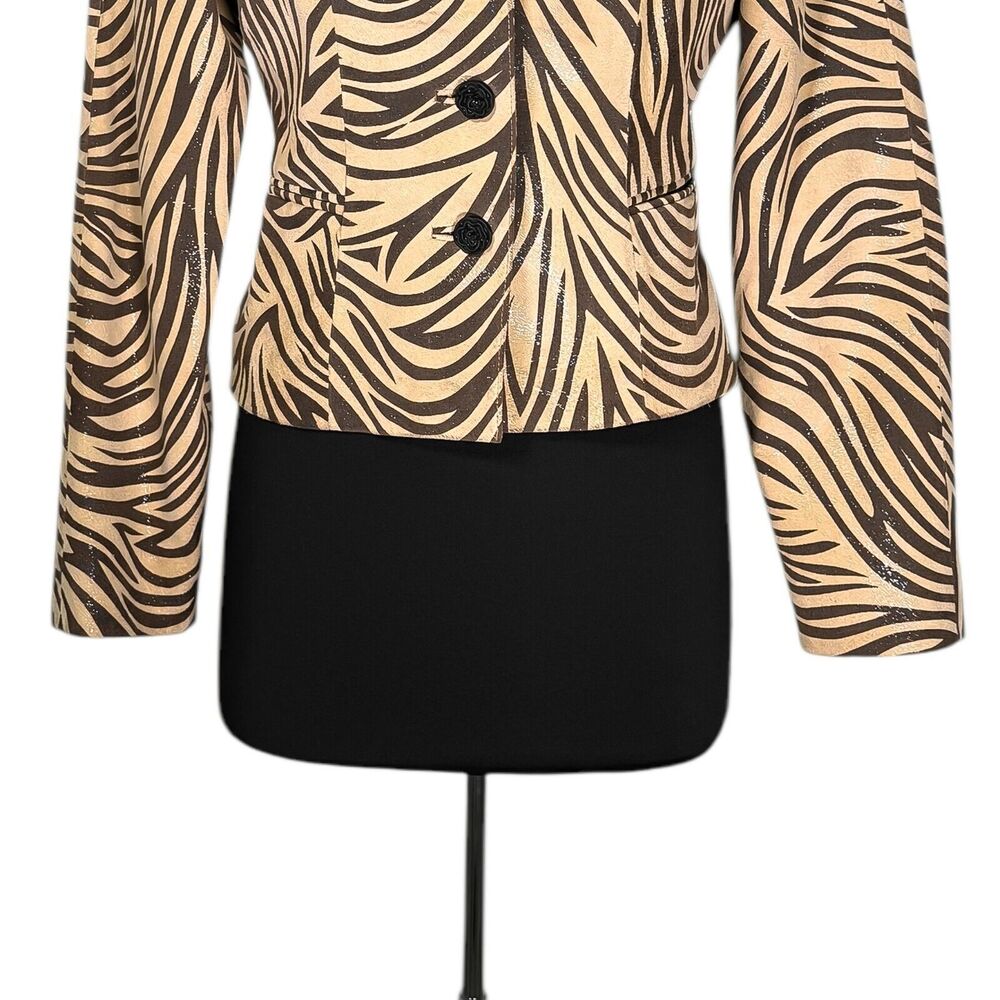Rare Vintage Michael Hoban North Beach Leather Jacket Women's Animal Print 10 - Picture 7 of 9